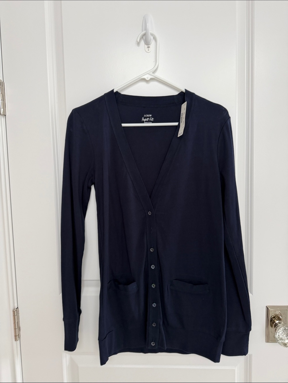 J. Crew Dark Navy Long Sleeve V-Neck Button Cardigan